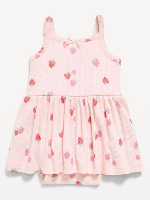 ROBE CACHE-COUCHE CAMISOLE EN TRICOT POINTELLE À MOTIF POUR BÉBÉ