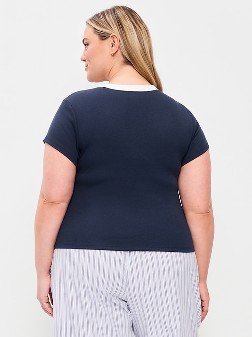 Image number 5 showing, Snug Ribbed Crop T-Shirt