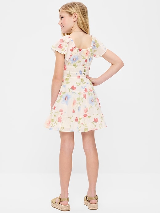 Image number 2 showing, Fit and Flare Crinkle Gauze Tiered Dress for Girls