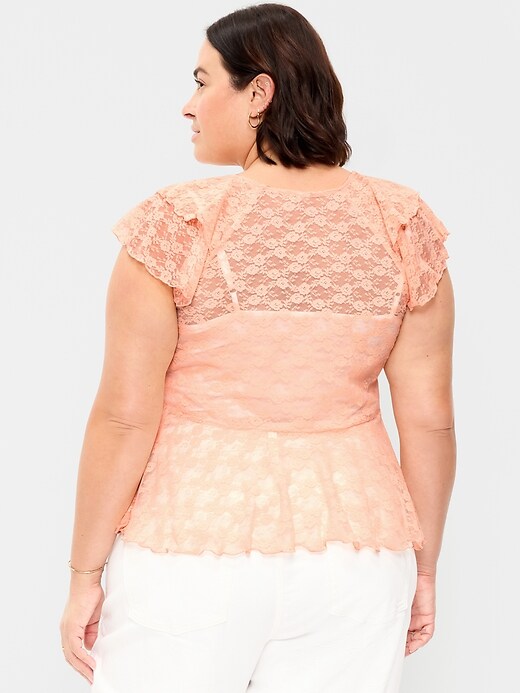 Image number 9 showing, Open-Front Lace Ruffle Top