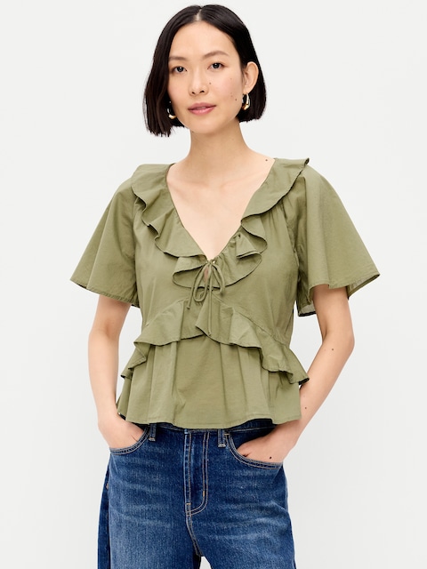 Ruffle Tie-Front Top