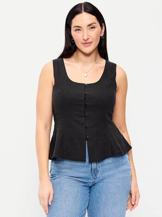 Image number 5 showing, Button-Down Linen Blend Top