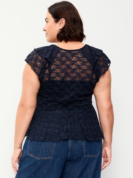 Image number 9 showing, Open-Front Lace Ruffle Top