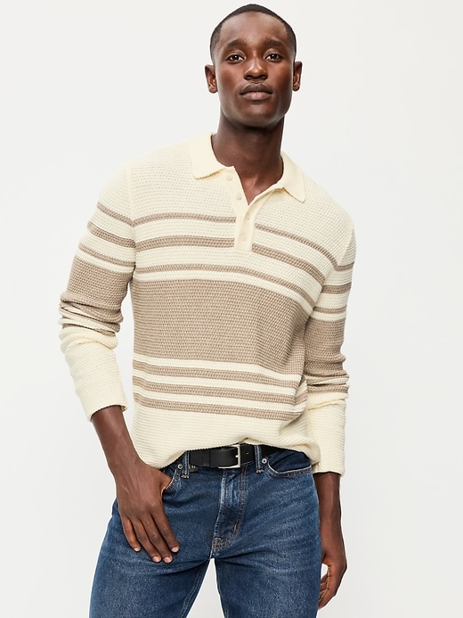Image number 1 showing, Long-Sleeve Collar Polo Sweater