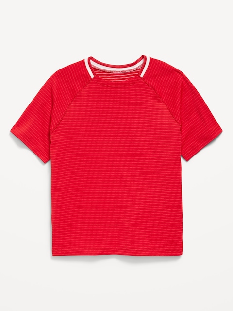 Short-Sleeve Textured Mesh Performance T-Shirt for Boys