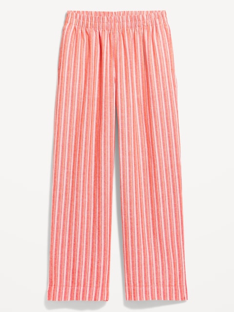 High-Waisted Linen-Blend Wide-Leg Pants