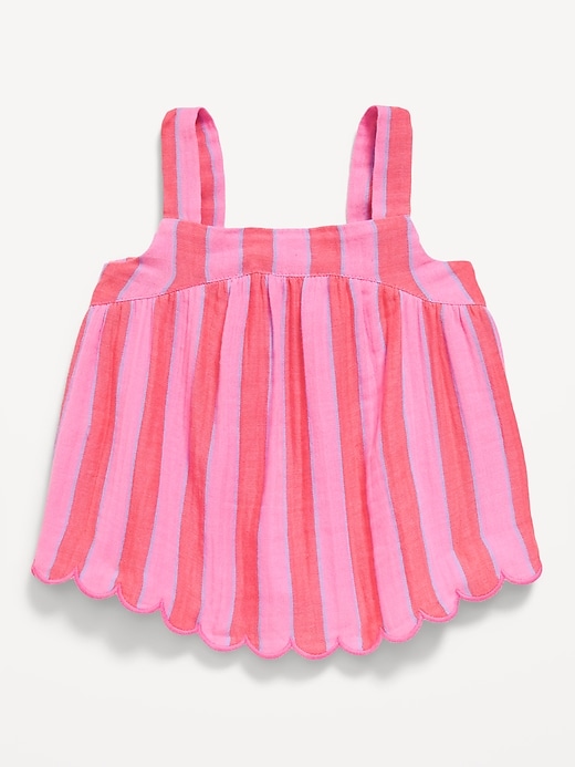 Image number 1 showing, Sleeveless Double-Weave Scalloped-Hem Top for Toddler Girls