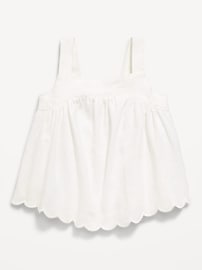 Image number 1 showing, Sleeveless Linen-Blend Scalloped-Hem Top for Toddler Girls