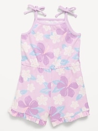 Image number 1 showing, Printed Sleeveless Ribbed Tie-Bow Romper for Toddler Girls