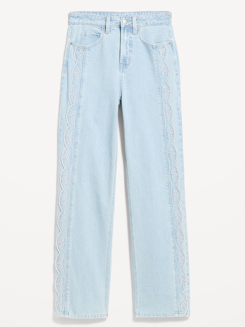 Curvy Extra High-Waisted Scalloped Wide-Leg Jeans