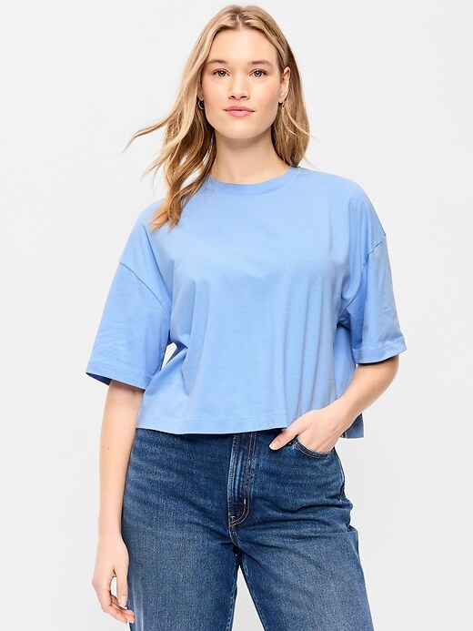 Image number 5 showing, Vintage Crew-Neck Oversized Crop T-Shirt