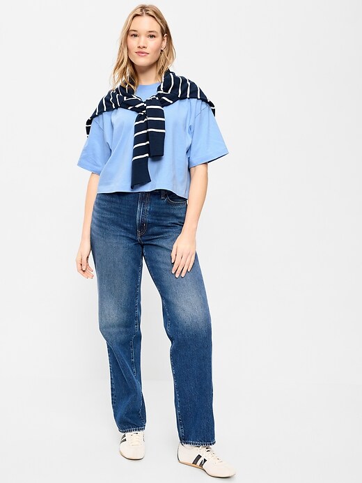 Image number 3 showing, Vintage Crew-Neck Oversized Crop T-Shirt