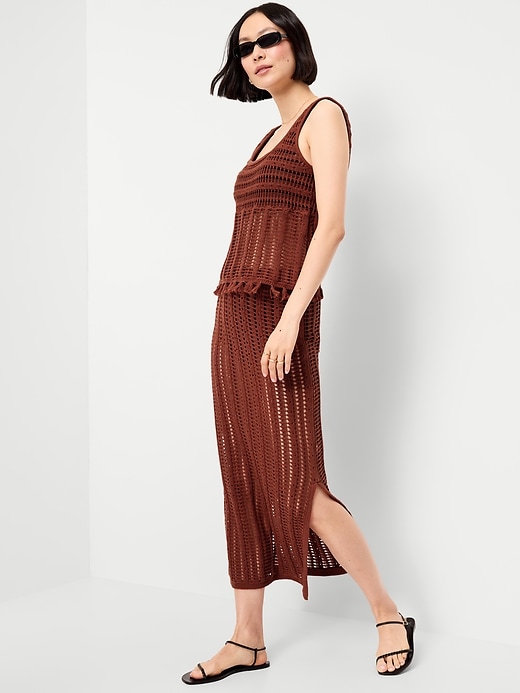 Image number 3 showing, Open-Weave Fringe Tank Top