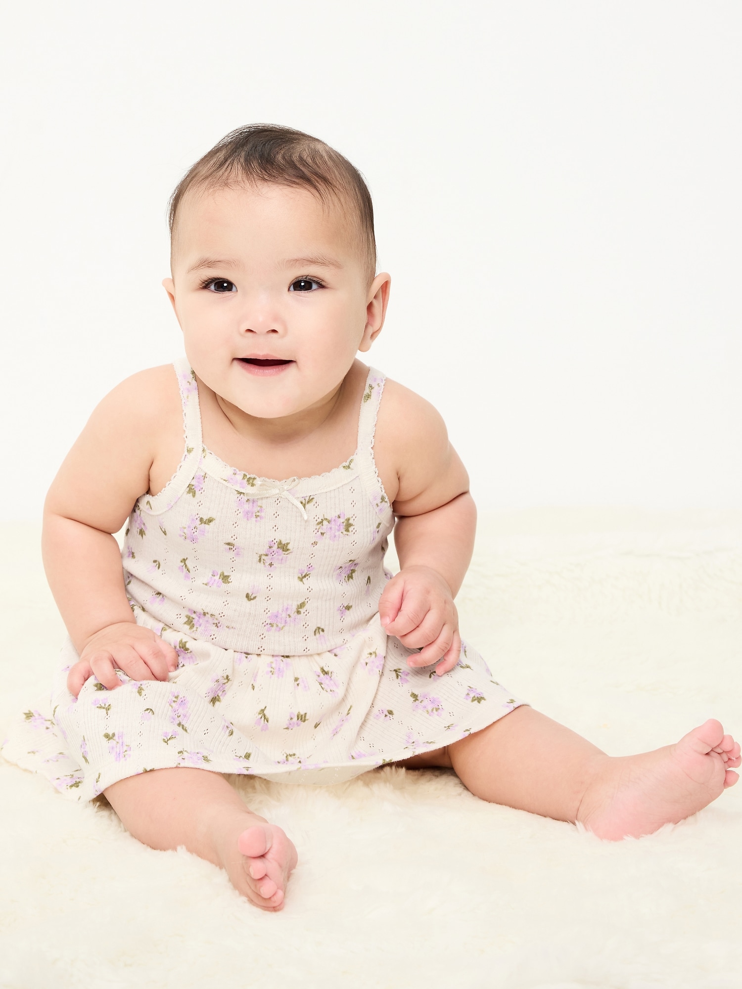 Printed Pointelle-Knit Bodysuit Dress for Baby