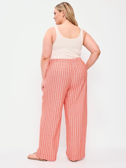 Image number 6 showing, High-Waisted Linen-Blend Wide-Leg Pants