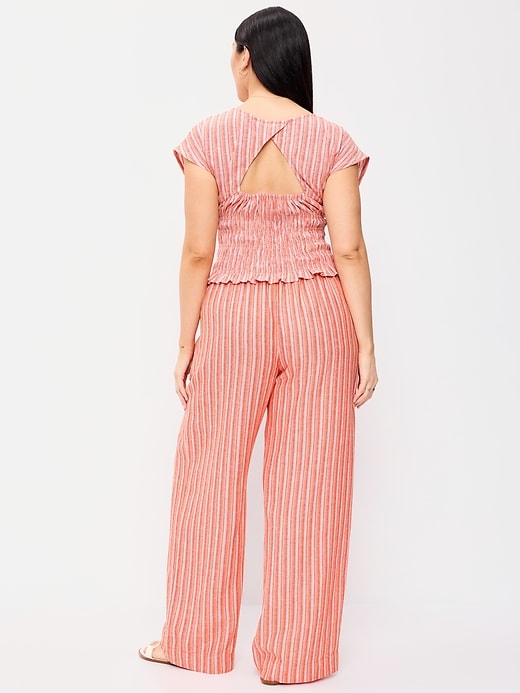 Image number 4 showing, High-Waisted Linen-Blend Wide-Leg Pants