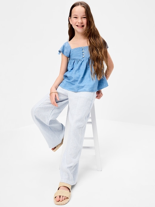 Image number 3 showing, Striped Linen-Blend Wide-Leg Pants for Girls
