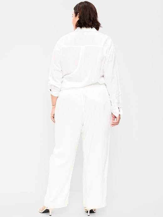 Image number 8 showing, High-Waisted Linen-Blend Straight Ankle Pants