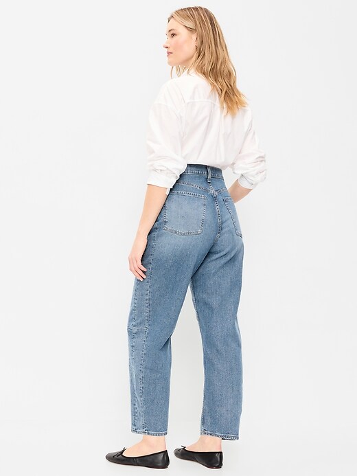Image number 3 showing, High-Waisted Barrel Ankle Jeans