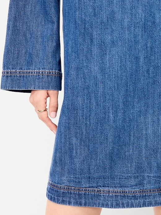 Image number 6 showing, Long-Sleeve Popover Jean Mini Dress