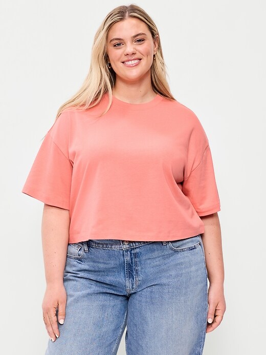 Image number 7 showing, Vintage Crew-Neck Oversized Crop T-Shirt