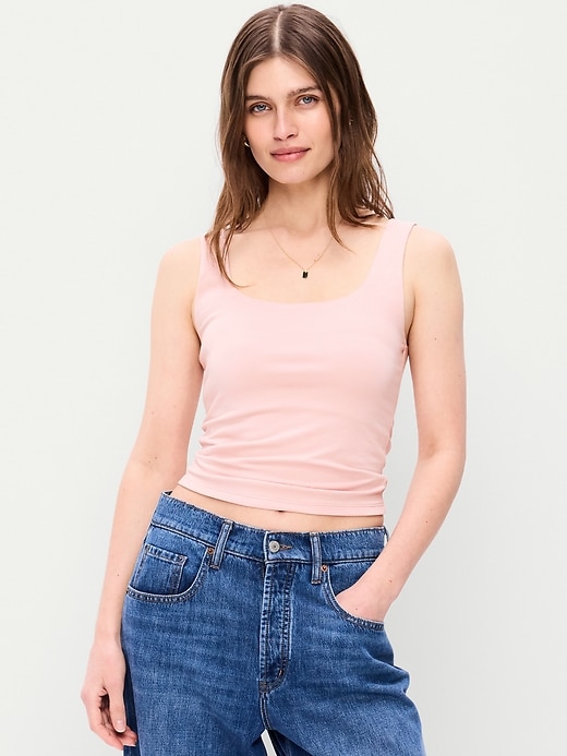 Image number 1 showing, Hug Double-Layer Scoop-Neck Tank Top