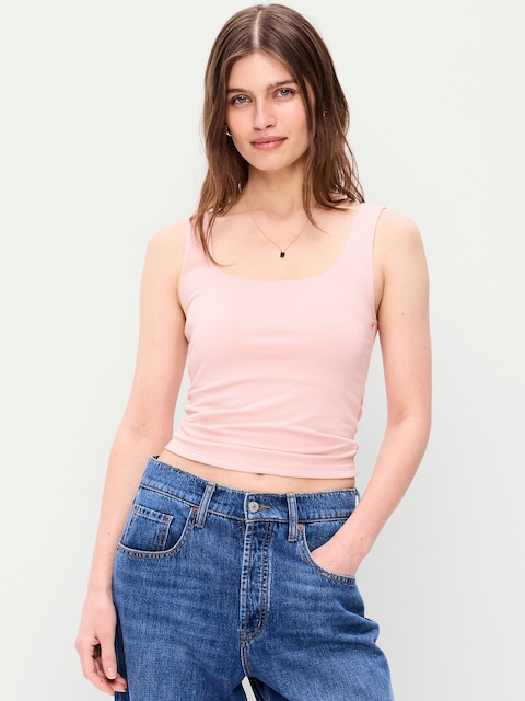 Hug Double-Layer Scoop-Neck Tank Top