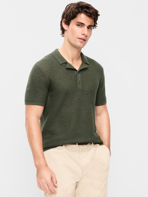 Short-Sleeve Polo Sweater