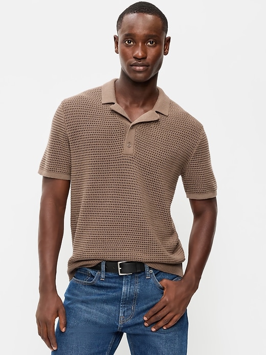 Image number 1 showing, Short-Sleeve Polo Sweater