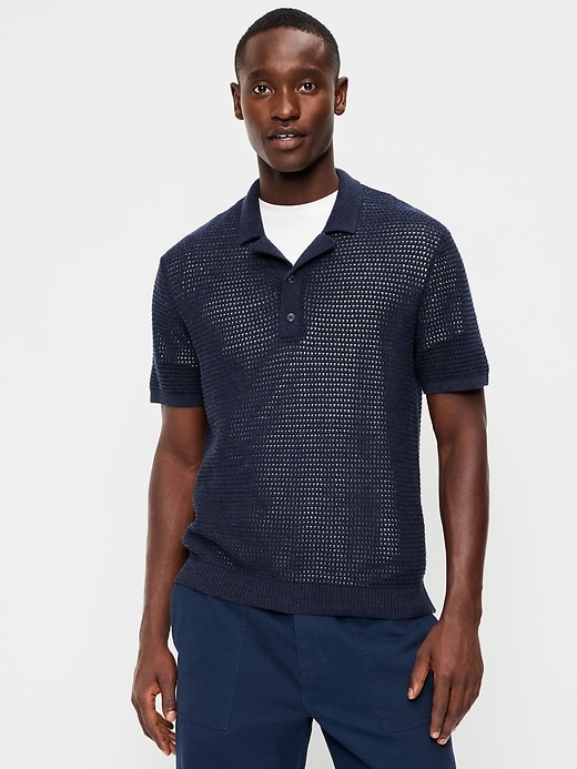 Image number 1 showing, Short-Sleeve Polo Sweater