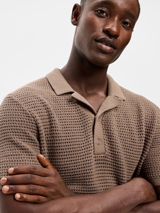 Image number 3 showing, Short-Sleeve Polo Sweater
