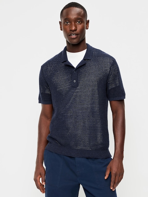 Short-Sleeve Polo Sweater