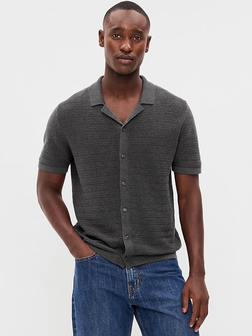 Image number 1 showing, Short-Sleeve Sweater Shirt