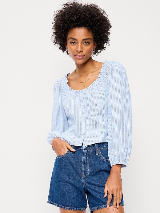Image number 1 showing, Long-Sleeve Button-Down Top