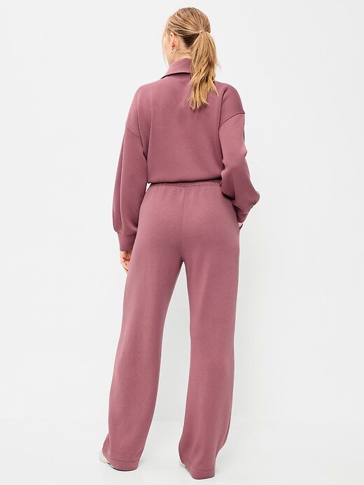 Image number 3 showing, High-Waisted Bounce Fleece Wide-Leg Sweatpants