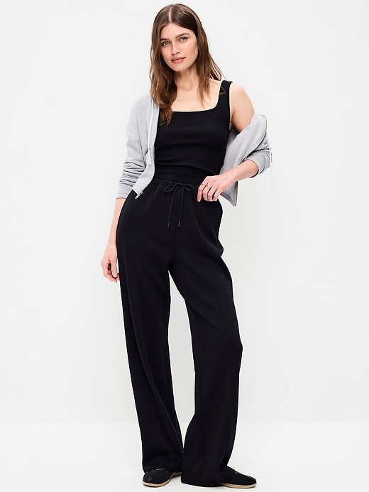 Image number 1 showing, High-Waisted Dynamic Fleece Textured Wide-Leg Sweatpants