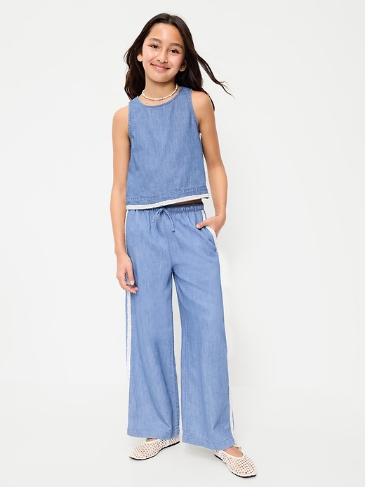 Image number 5 showing, Lace-Trim Chambray Pants for Girls