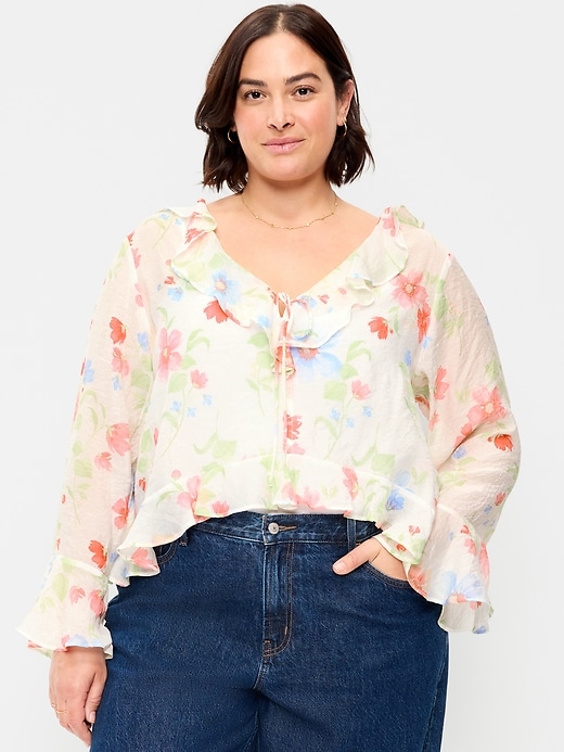 Image number 7 showing, Bell-Sleeve Ruffle Top