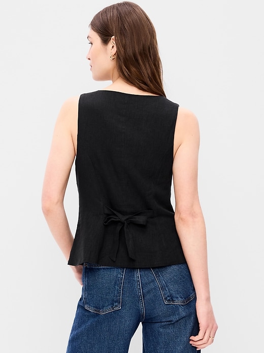 Image number 2 showing, Button-Down Linen Blend Top