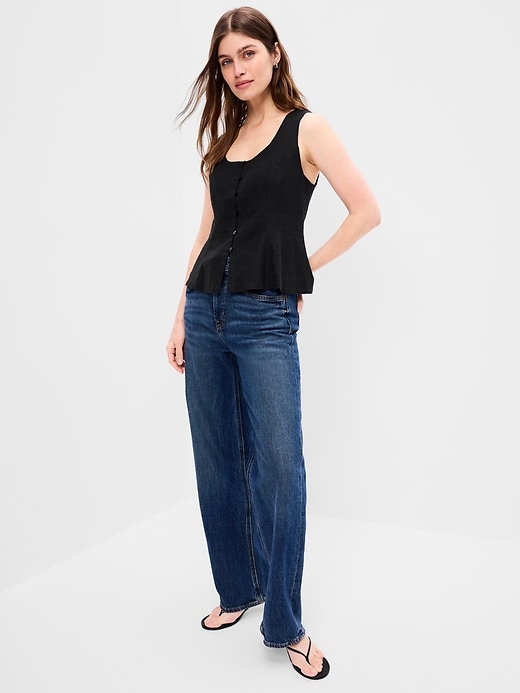 Image number 3 showing, Button-Down Linen Blend Top