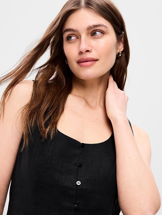 Image number 4 showing, Button-Down Linen Blend Top