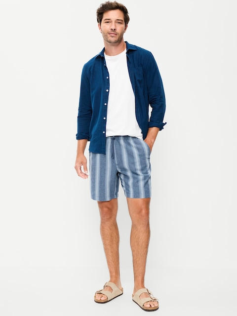 Linen-Blend Jogger Shorts -- 7-inch inseam