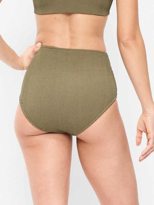 L'image numéro 2 présente Culotte de bikini côtelée à taille haute