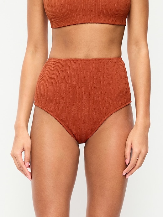 L'image numéro 1 présente Culotte de bikini côtelée à taille haute