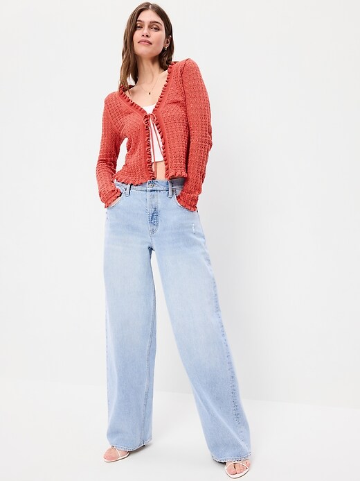 Image number 3 showing, Tie-Front Open Cardigan