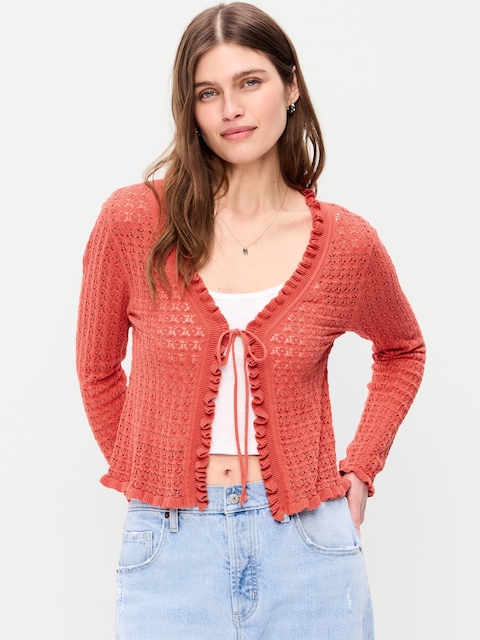 Tie-Front Open Cardigan