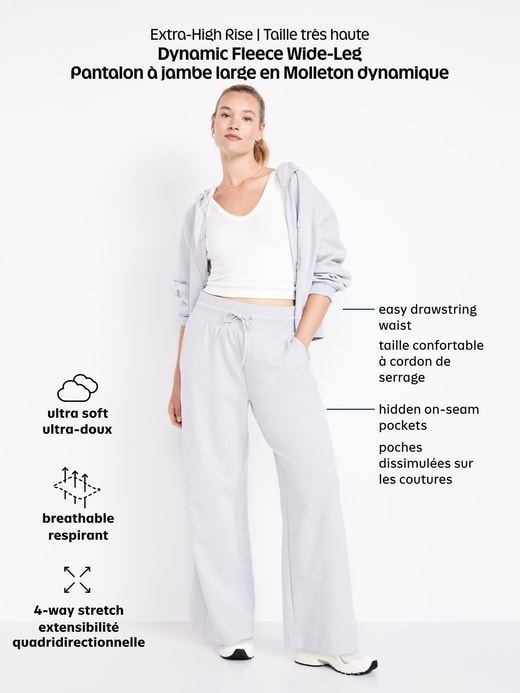 Image number 9 showing, Extra High-Waisted Dynamic Fleece Wide-Leg Sweatpants
