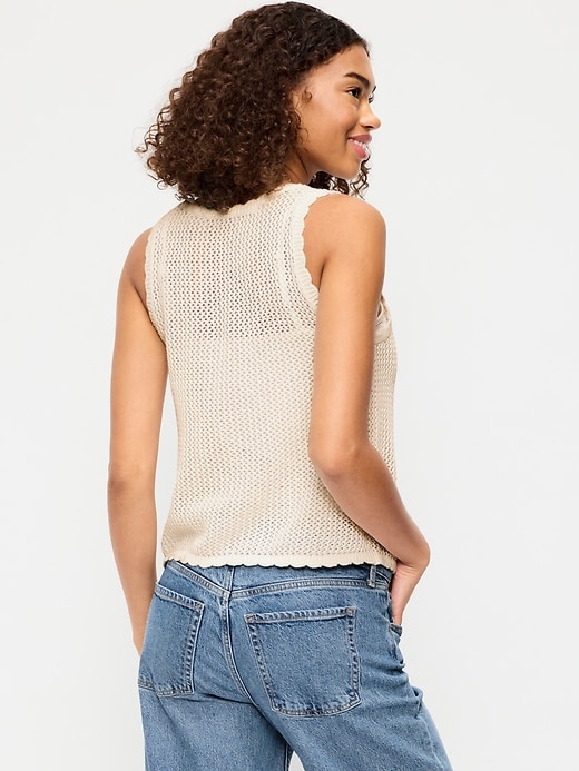 Image number 2 showing, Sleeveless Seaside Cotton Crochet Tank Top