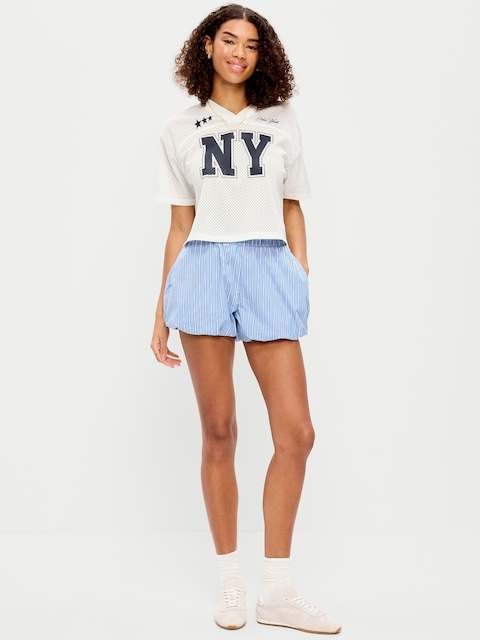 Poplin Bubble Hem Shorts