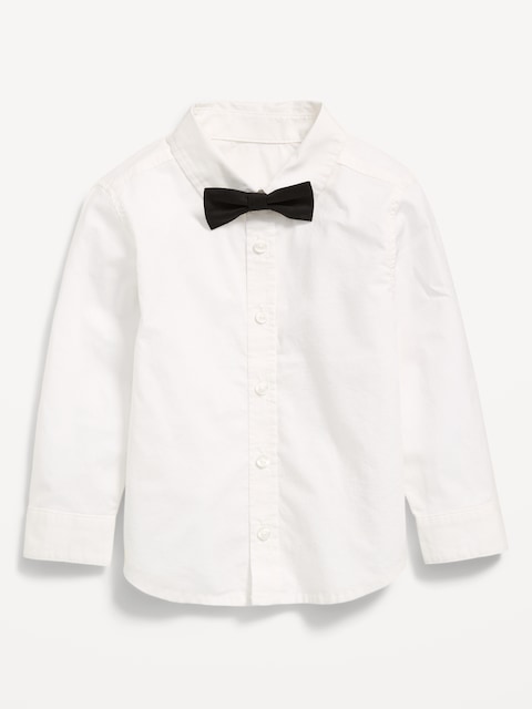 Long-Sleeve Bow-Tie Poplin Shirt for Toddler Boys